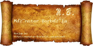 Münster Borbála névjegykártya